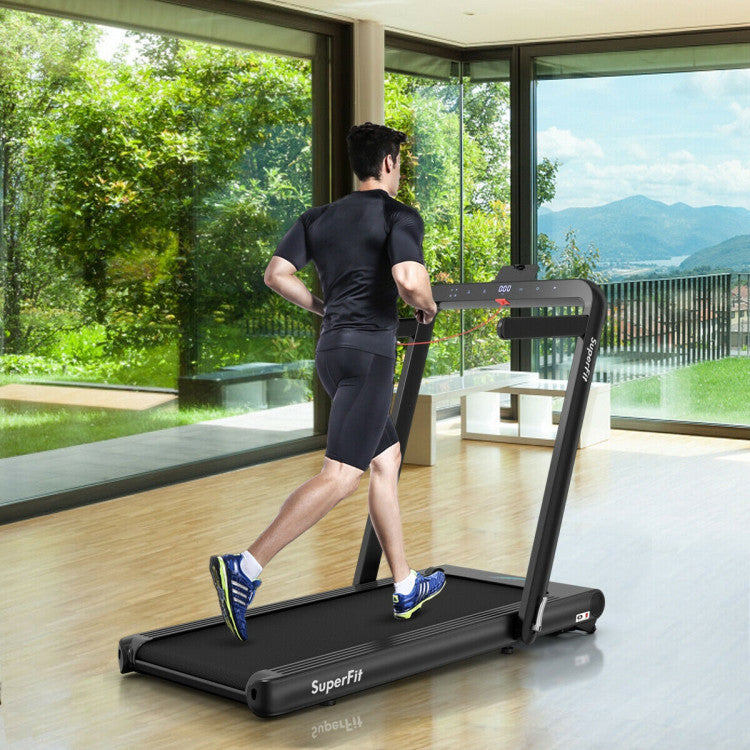 4.75HP 2-In-1 Folding Walking Pad Treadmill with APP Remote Control and LED Touch Screen