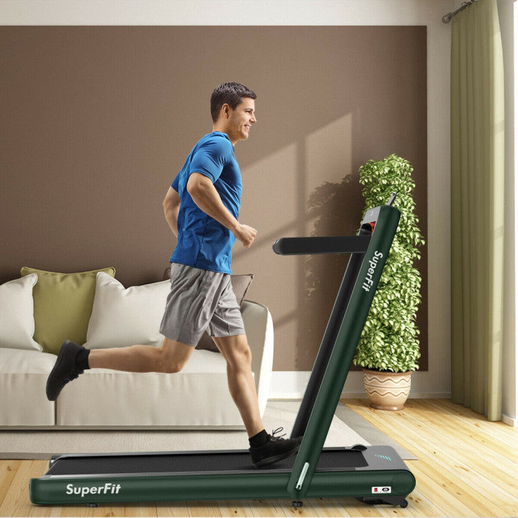 4.75HP 2-In-1 Folding Walking Pad Treadmill with APP Remote Control and LED Touch Screen