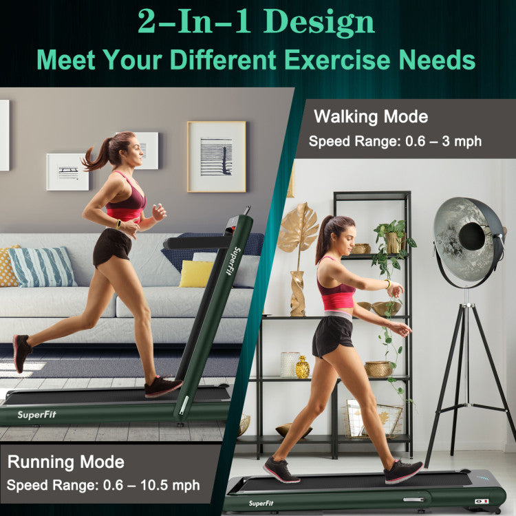 4.75HP 2-In-1 Folding Walking Pad Treadmill with APP Remote Control and LED Touch Screen