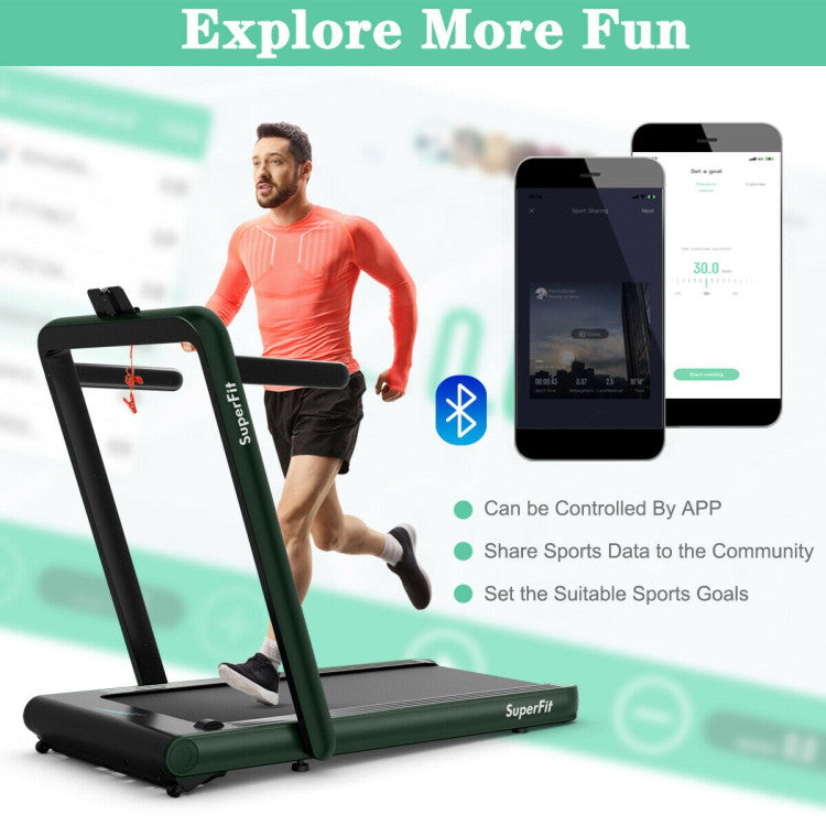 4.75HP 2-In-1 Folding Walking Pad Treadmill with APP Remote Control and LED Touch Screen