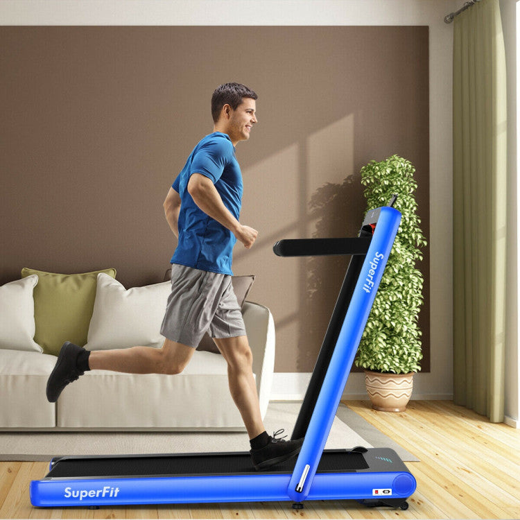 4.75HP 2-In-1 Folding Walking Pad Treadmill with APP Remote Control and LED Touch Screen