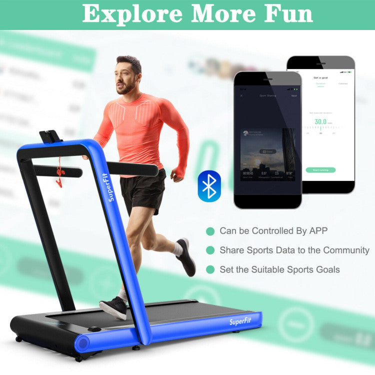 4.75HP 2-In-1 Folding Walking Pad Treadmill with APP Remote Control and LED Touch Screen