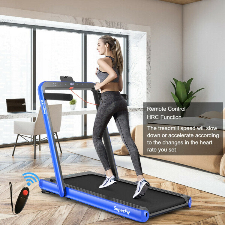 4.75HP 2-In-1 Folding Walking Pad Treadmill with APP Remote Control and LED Touch Screen