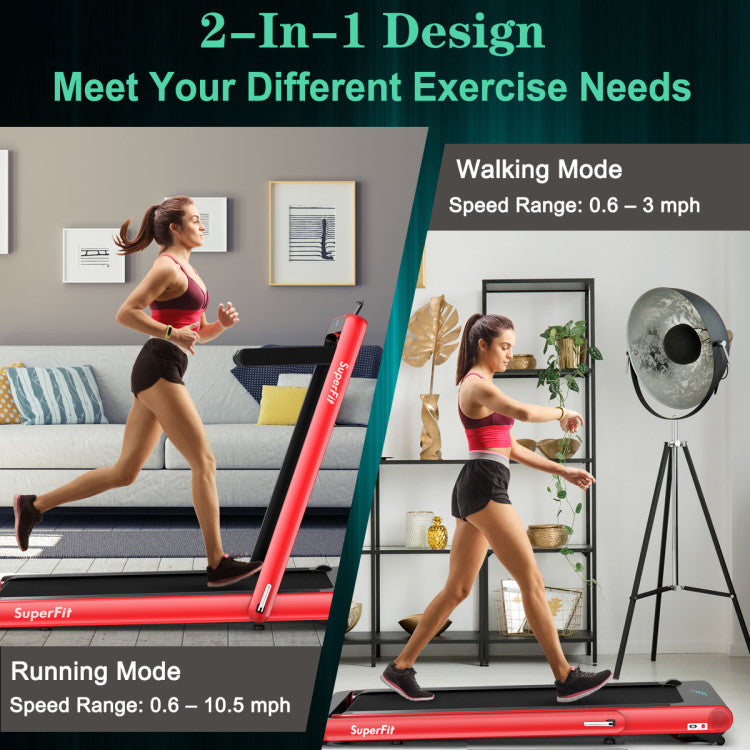 4.75HP 2-In-1 Folding Walking Pad Treadmill with APP Remote Control and LED Touch Screen