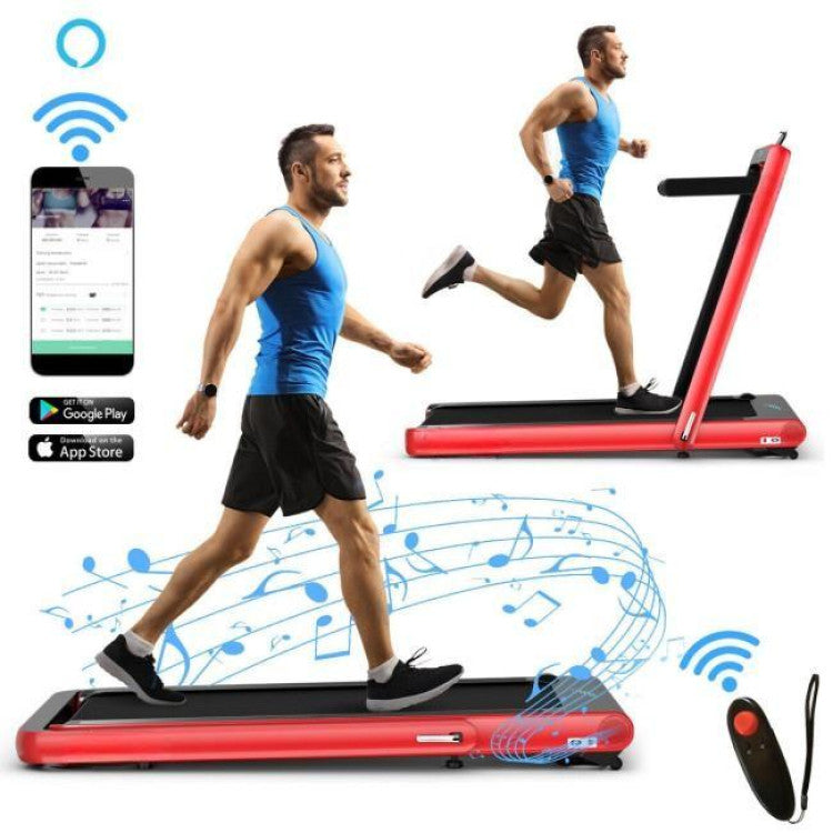 4.75HP 2-In-1 Folding Walking Pad Treadmill with APP Remote Control and LED Touch Screen