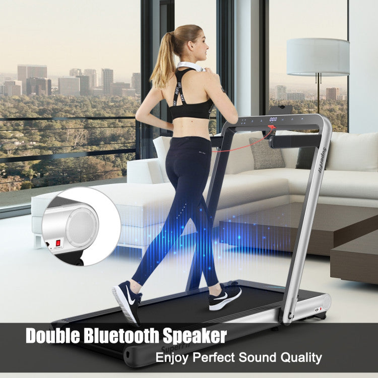 4.75HP 2-In-1 Folding Walking Pad Treadmill with APP Remote Control and LED Touch Screen