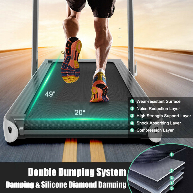 4.75HP 2-In-1 Folding Walking Pad Treadmill with APP Remote Control and LED Touch Screen