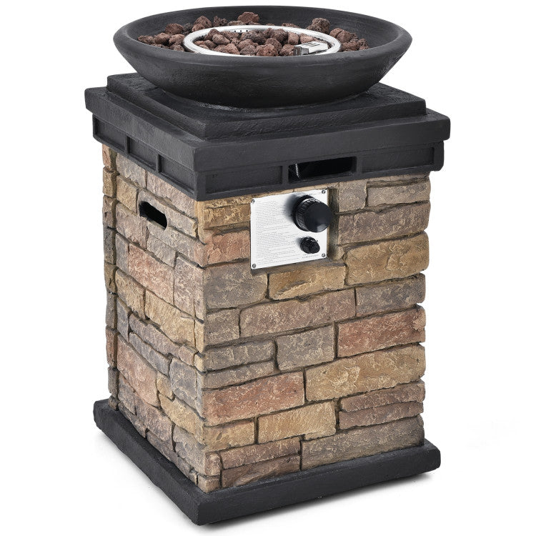 40000BTU Propane Burning Fire Bowl Column Firepit Heater for Outdoor Patio & Backyard