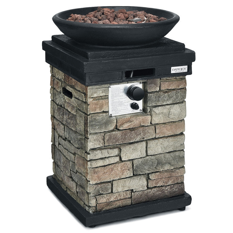 40000BTU Propane Burning Fire Bowl Column Firepit Heater for Outdoor Patio & Backyard