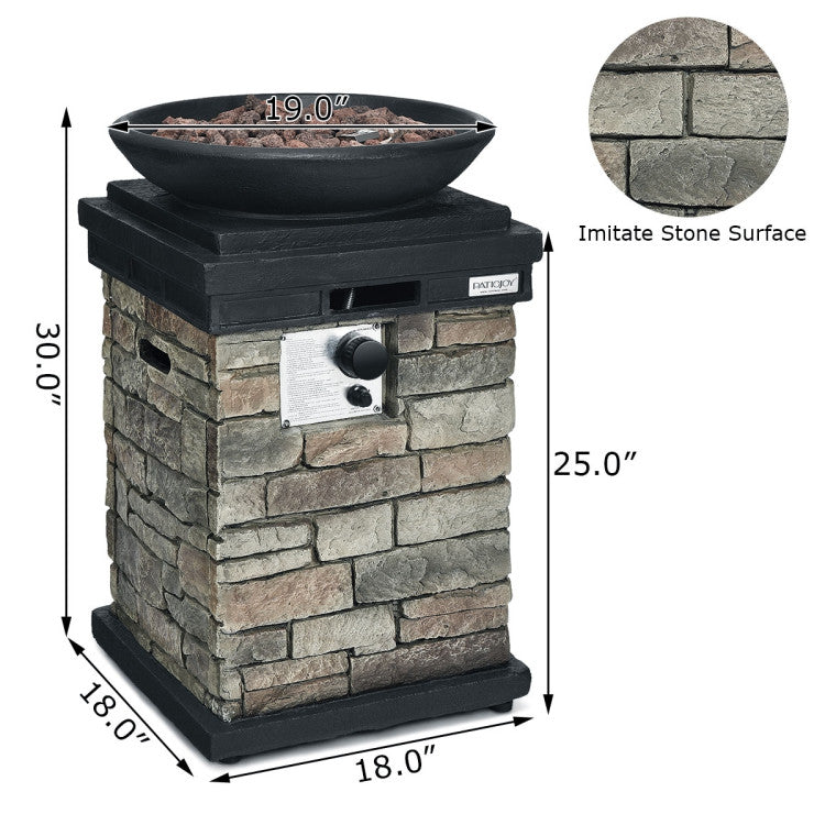 40000BTU Propane Burning Fire Bowl Column Firepit Heater for Outdoor Patio & Backyard