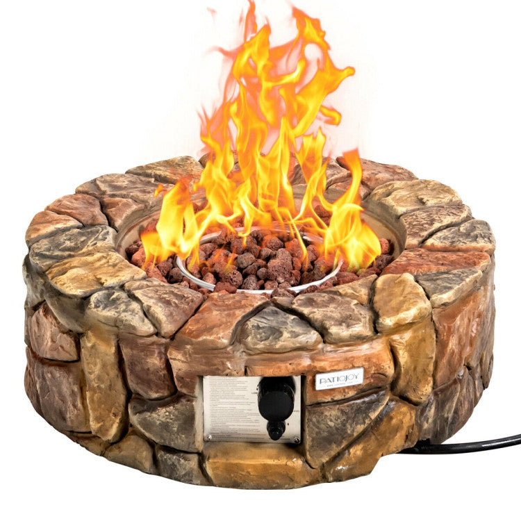 40,000 BTU Stone Gas Fire Stove Pit for Outdoor Patio Garden Backyard with  PVC Cover