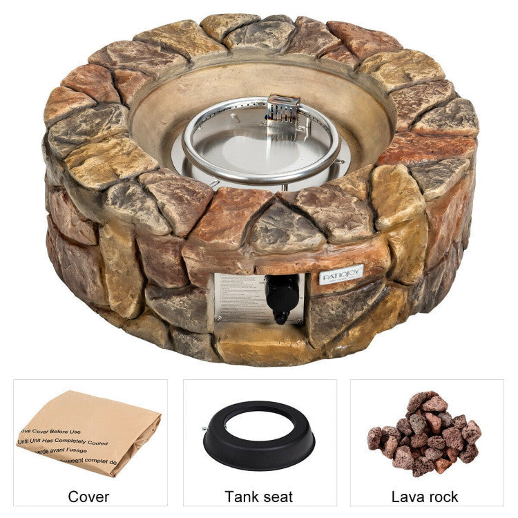 40,000 BTU Stone Gas Fire Stove Pit for Outdoor Patio Garden Backyard with  PVC Cover