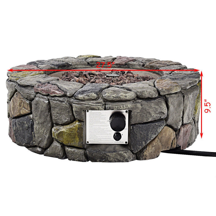 40,000 BTU Stone Gas Fire Stove Pit for Outdoor Patio Garden Backyard with  PVC Cover