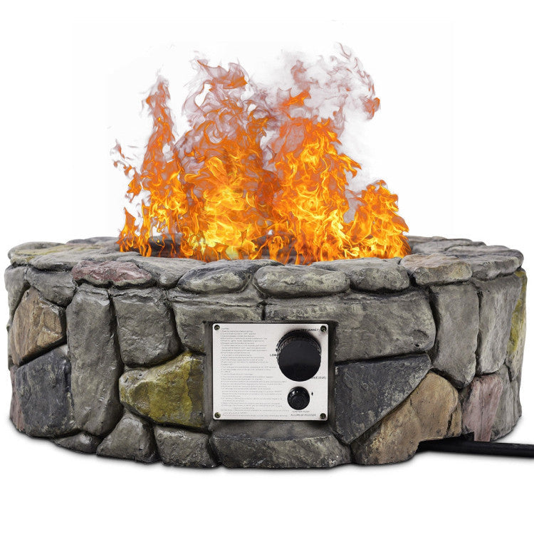 40,000 BTU Stone Gas Fire Stove Pit for Outdoor Patio Garden Backyard with  PVC Cover