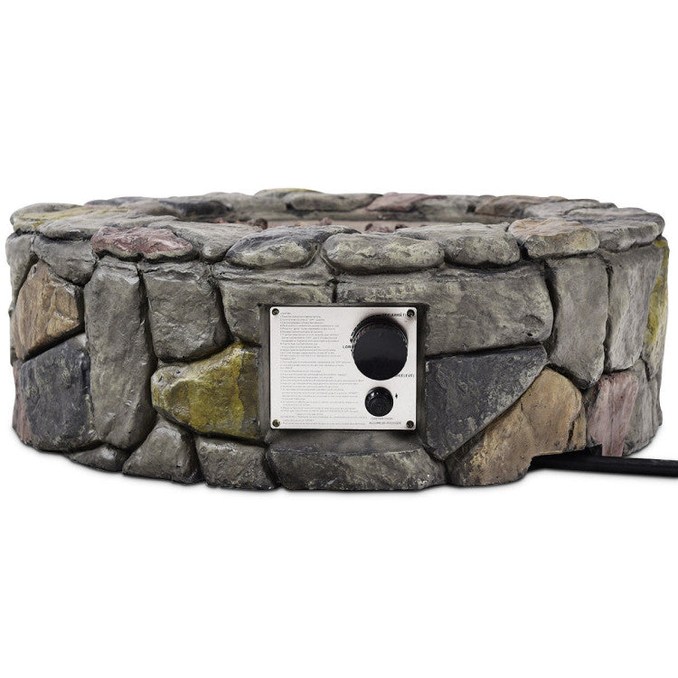 40,000 BTU Stone Gas Fire Stove Pit for Outdoor Patio Garden Backyard with  PVC Cover