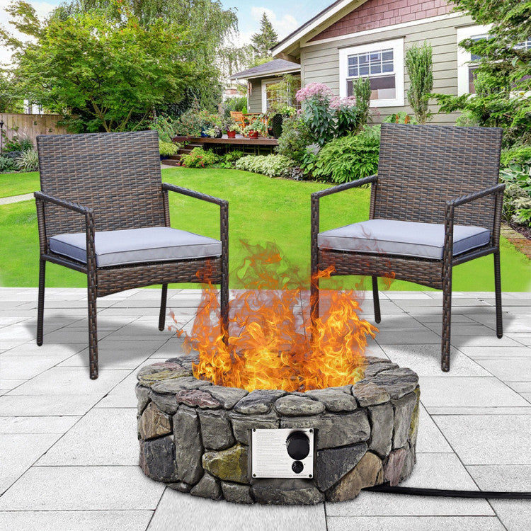 40,000 BTU Stone Gas Fire Stove Pit for Outdoor Patio Garden Backyard with  PVC Cover