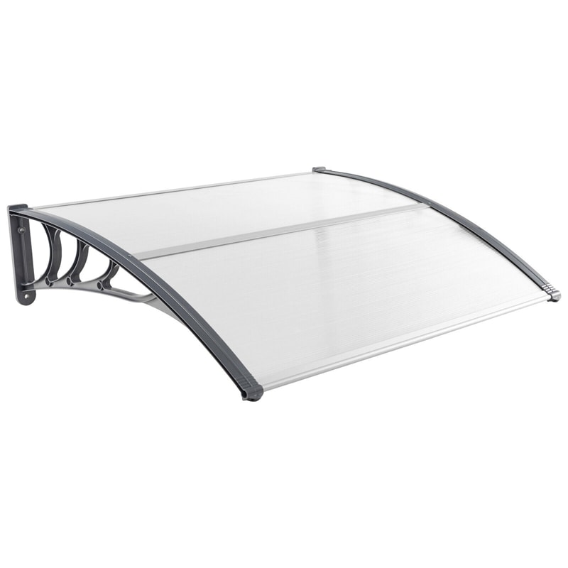 40" x 48" Window Awning Modern Polycarbonate Overhead Door Awning Canopy with Hollow Sheet for Rain Snow Sunlight UV Protection UPF 50+