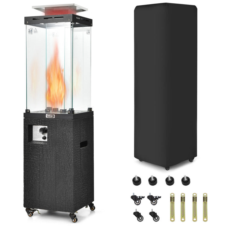 41,000 BTU Propane Patio Heater with Metal Hood and 4 Universal Wheels