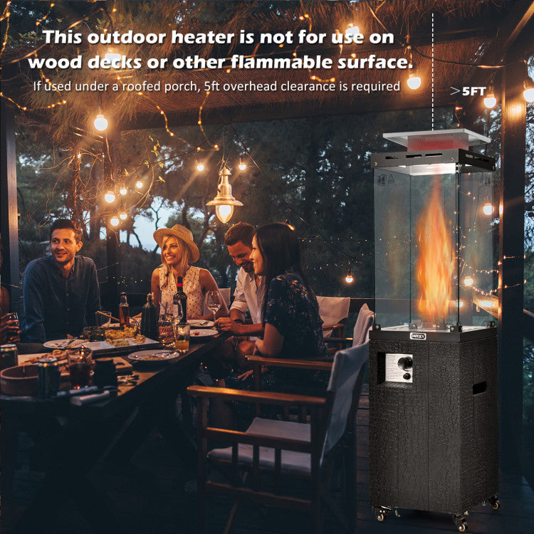 41,000 BTU Propane Patio Heater with Metal Hood and 4 Universal Wheels