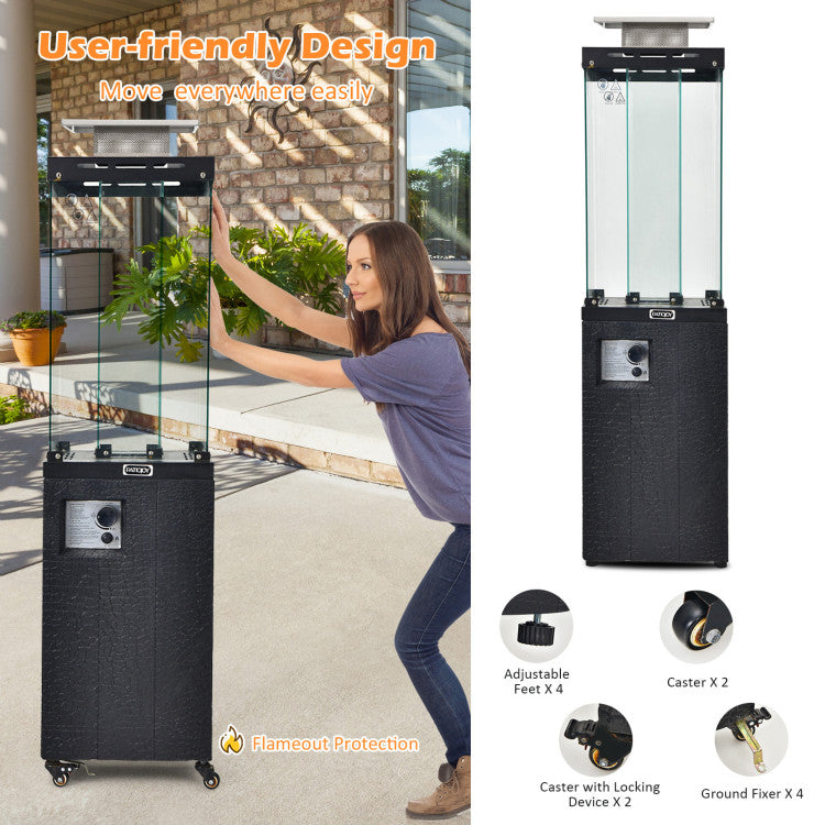 41,000 BTU Propane Patio Heater with Metal Hood and 4 Universal Wheels