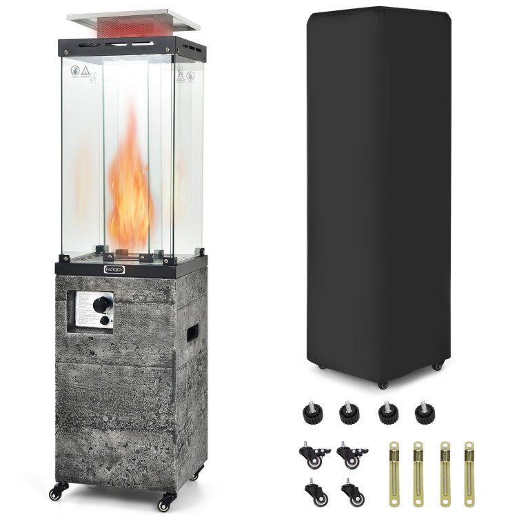 41,000 BTU Propane Patio Heater with Metal Hood and 4 Universal Wheels