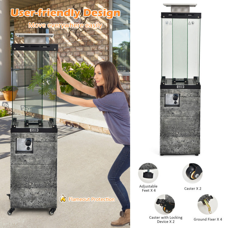 41,000 BTU Propane Patio Heater with Metal Hood and 4 Universal Wheels