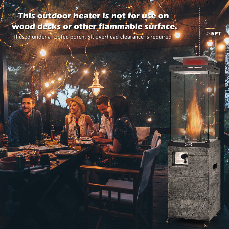 41,000 BTU Propane Patio Heater with Metal Hood and 4 Universal Wheels