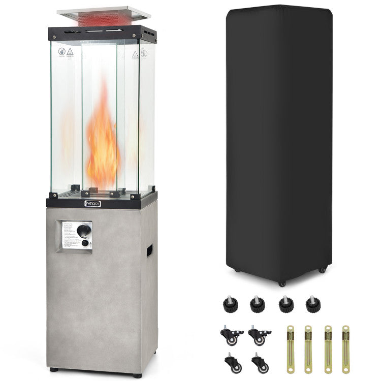 41,000 BTU Propane Patio Heater with Metal Hood and 4 Universal Wheels