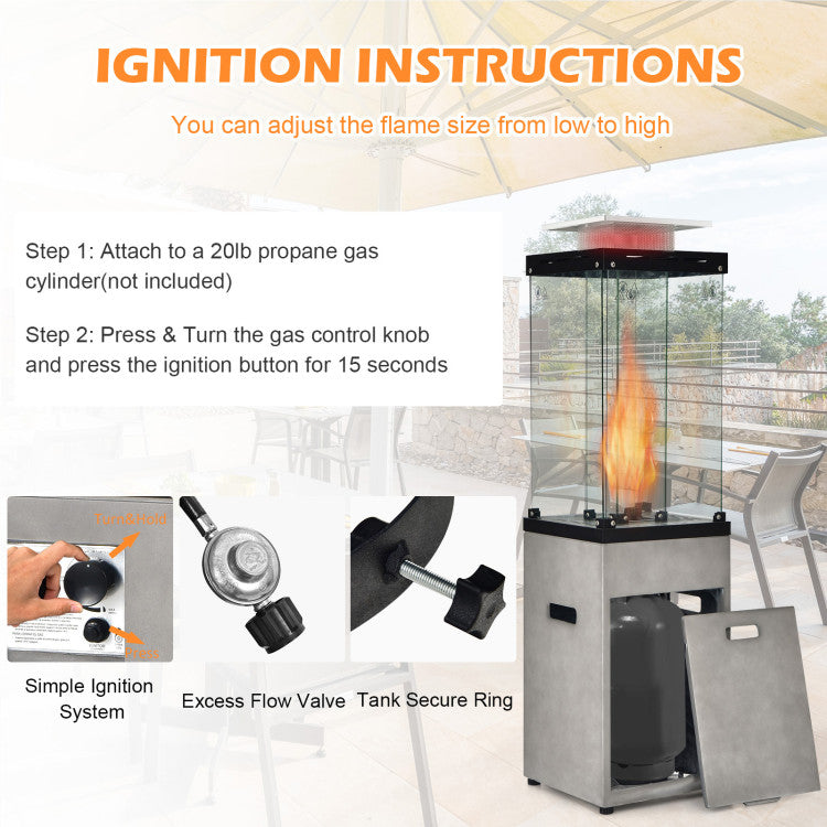 41,000 BTU Propane Patio Heater with Metal Hood and 4 Universal Wheels