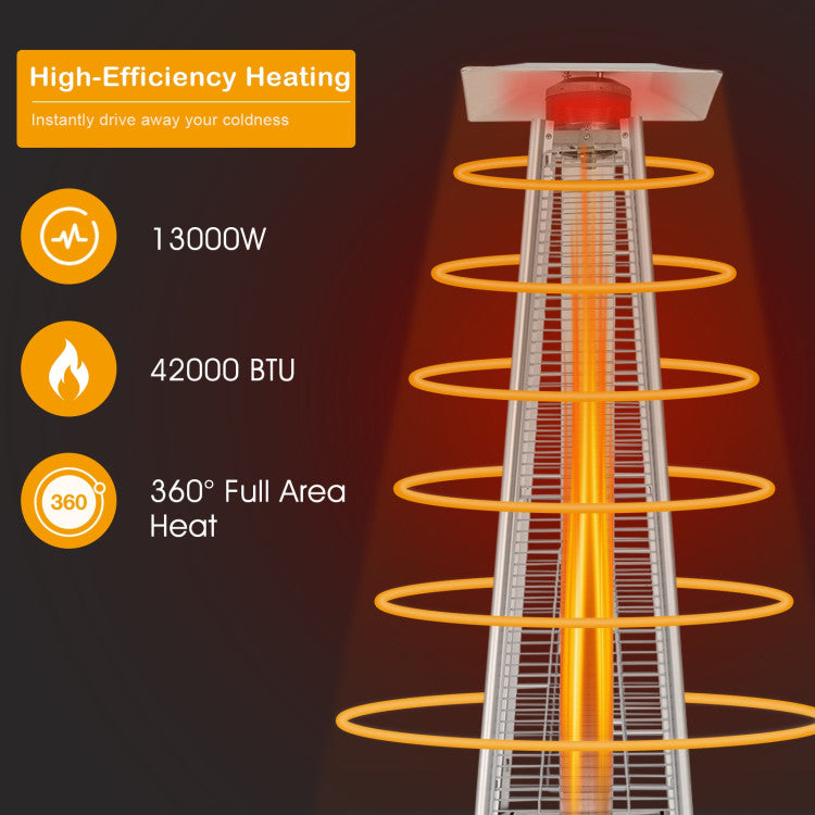 42000 BTU Pyramid Patio Heater with Wheels and Anti-tip