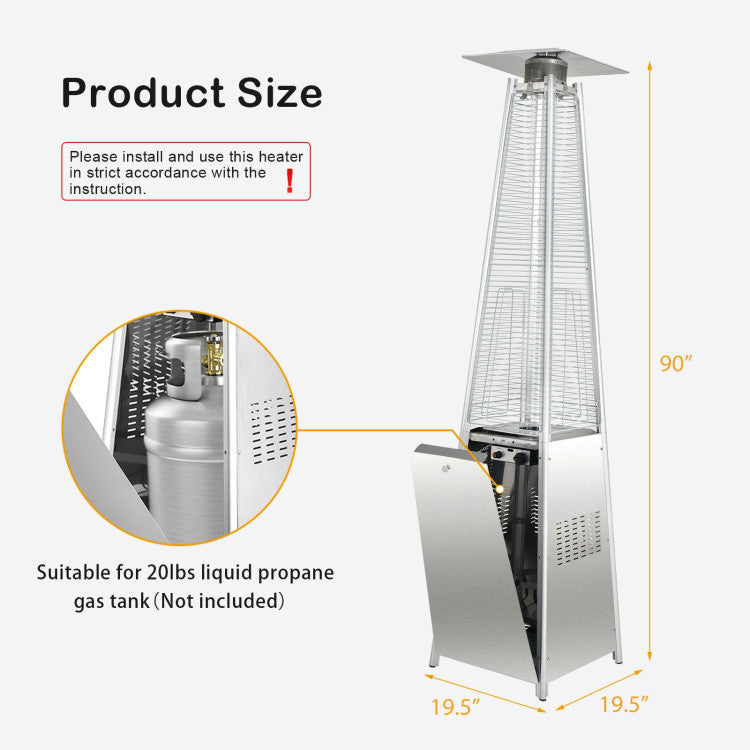 42000 BTU Pyramid Patio Heater with Wheels and Anti-tip