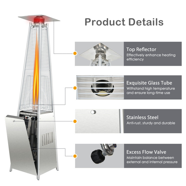 42000 BTU Pyramid Patio Heater with Wheels and Anti-tip