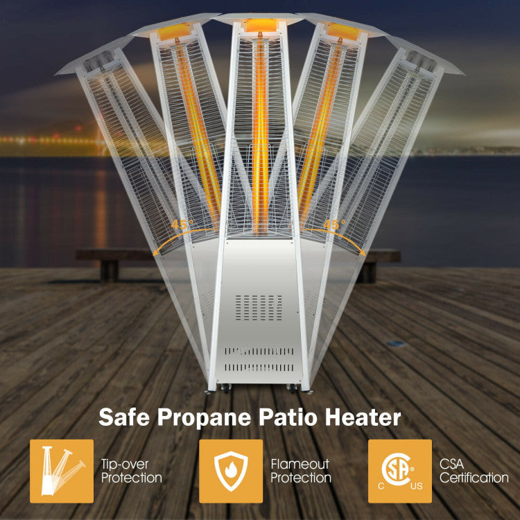 42,000 BTU Stainless Steel Pyramid Patio Heater with Wheels and Anti-tip