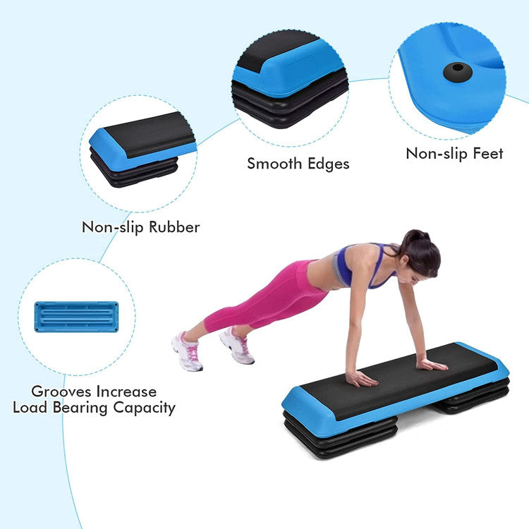 43 Inches Height Fitness Aerobic Step with Risers and Adjustable Heights