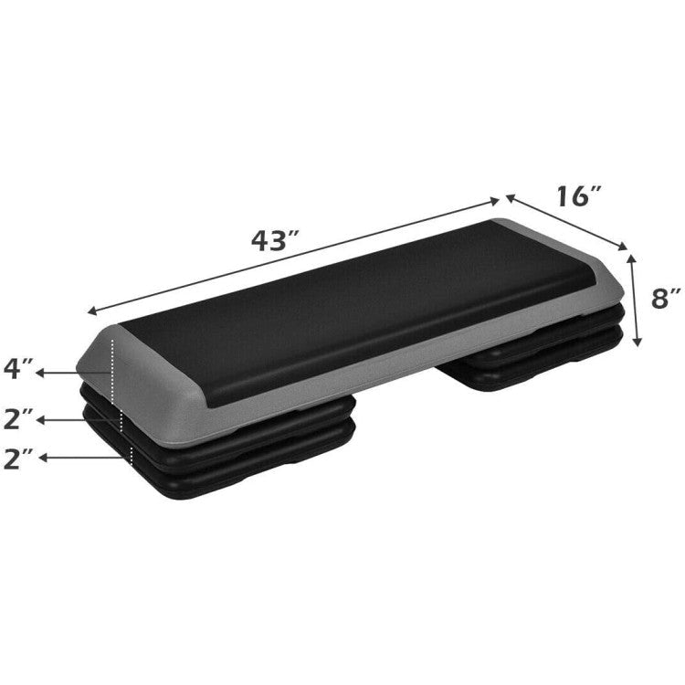 43 Inches Height Fitness Aerobic Step with Risers and Adjustable Heights