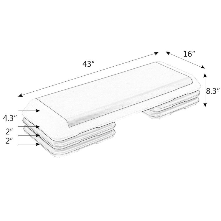 43 Inches Height Fitness Aerobic Step with Risers and Adjustable Heights