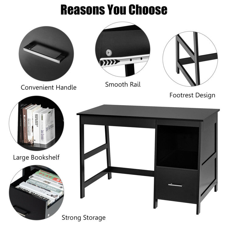 47.5 Inch Modern Computer Desk with 2 Storage Drawers for Home & Office