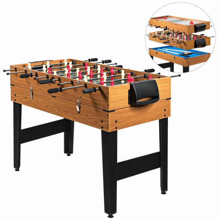 48 Inch 3-In-1 Multi Combo Pool Game Table with Soccer for Game Rooms
