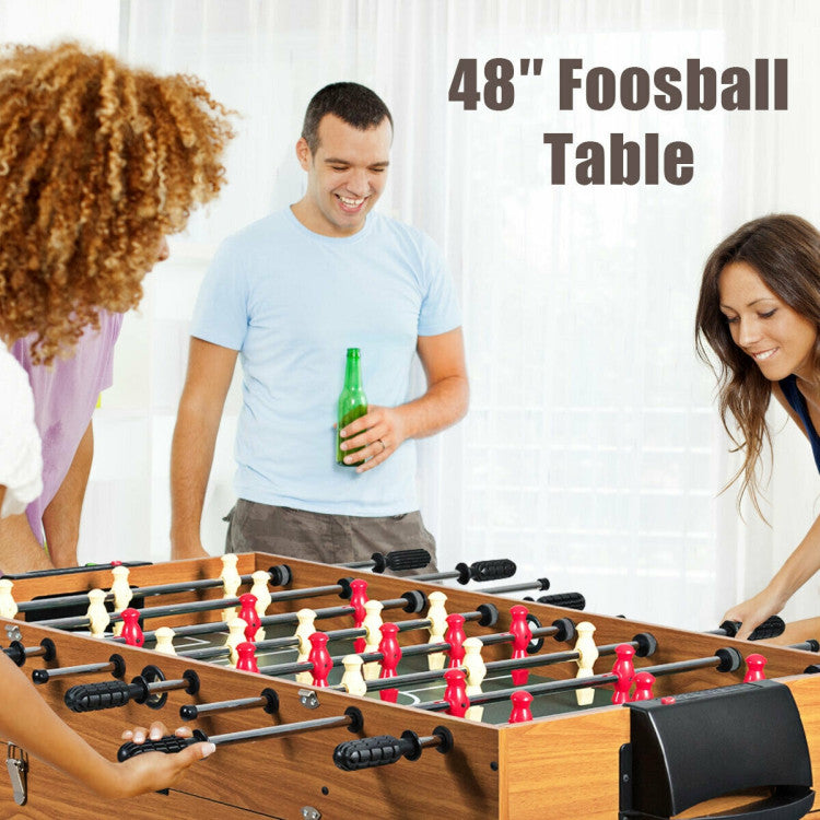 48 Inch 3-In-1 Multi Combo Pool Game Table with Soccer for Game Rooms
