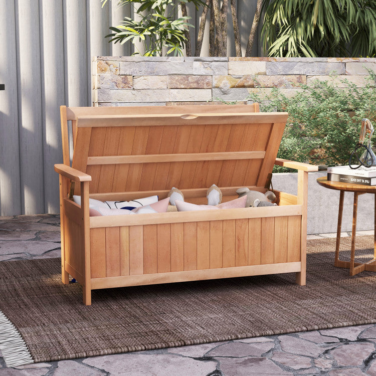 48 Inch 34 Gallons Patio Hardwood Storage Bench for Backyard and Garden