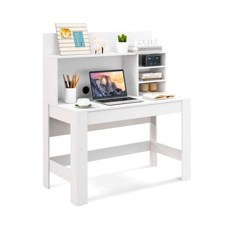 48 Inch Writing Computer Desk with Anti-Tipping Kits and Bookshelf