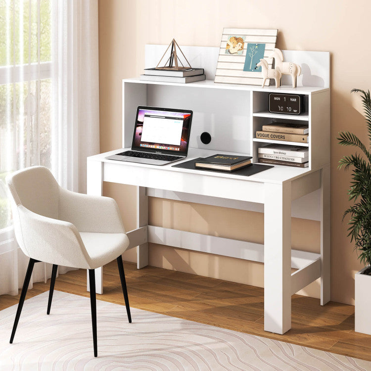 48 Inch Writing Computer Desk with Anti-Tipping Kits and Bookshelf
