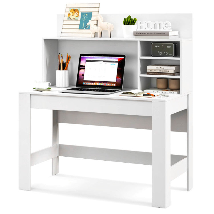 48 Inch Writing Computer Desk with Anti-Tipping Kits and Bookshelf