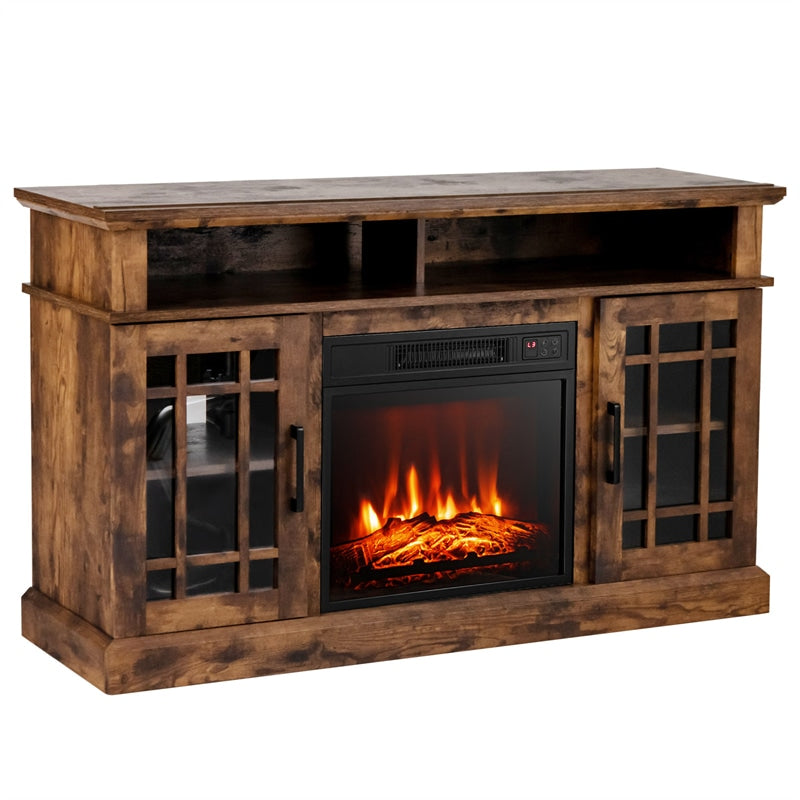 48" Fireplace TV Stand for TVs up to 50", Entertainment Center with 18" Electric Fireplace & 2 Side Cabinets