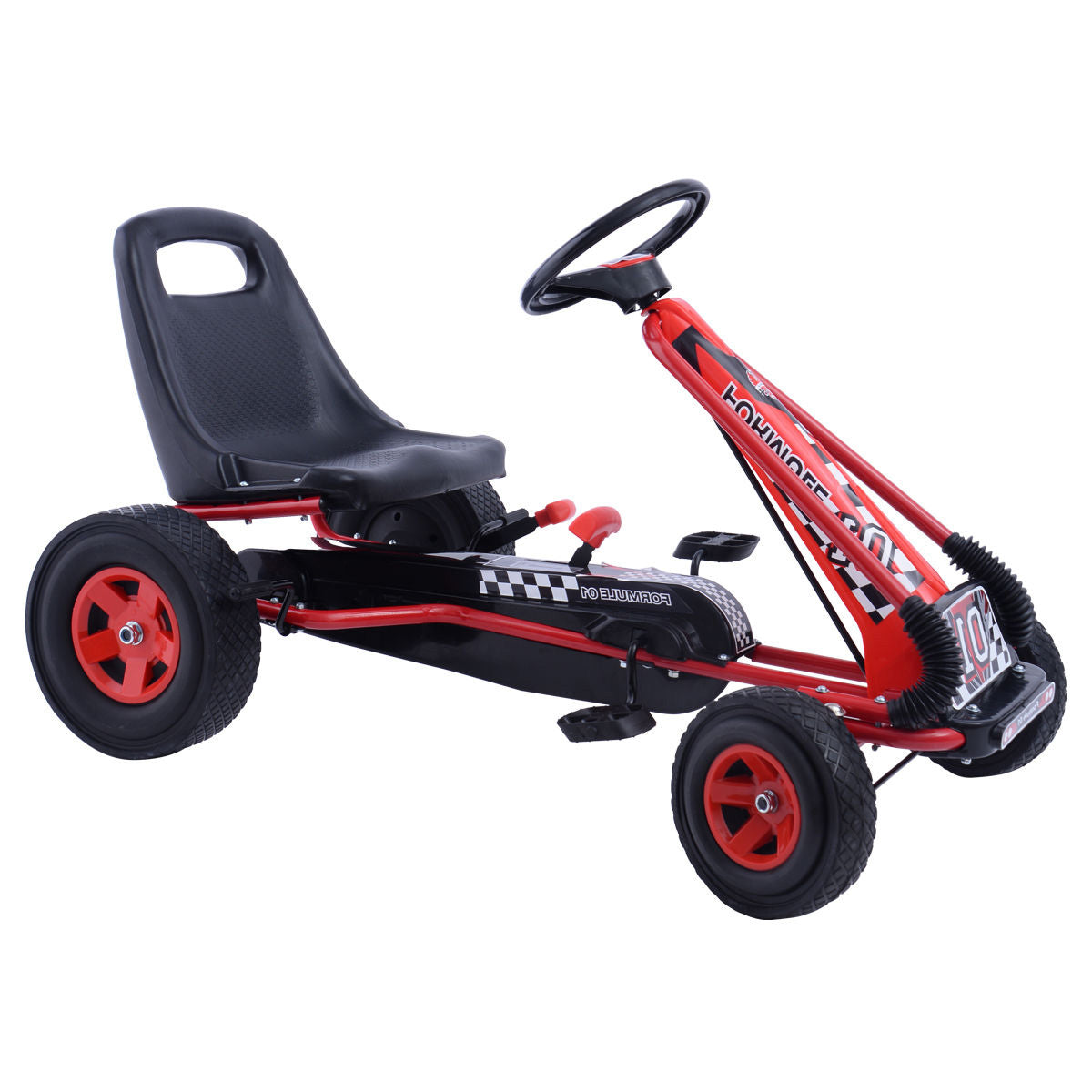 4 Wheels Kids Pedal Go Kart Powered Ride On Toys Racer with Handbrake