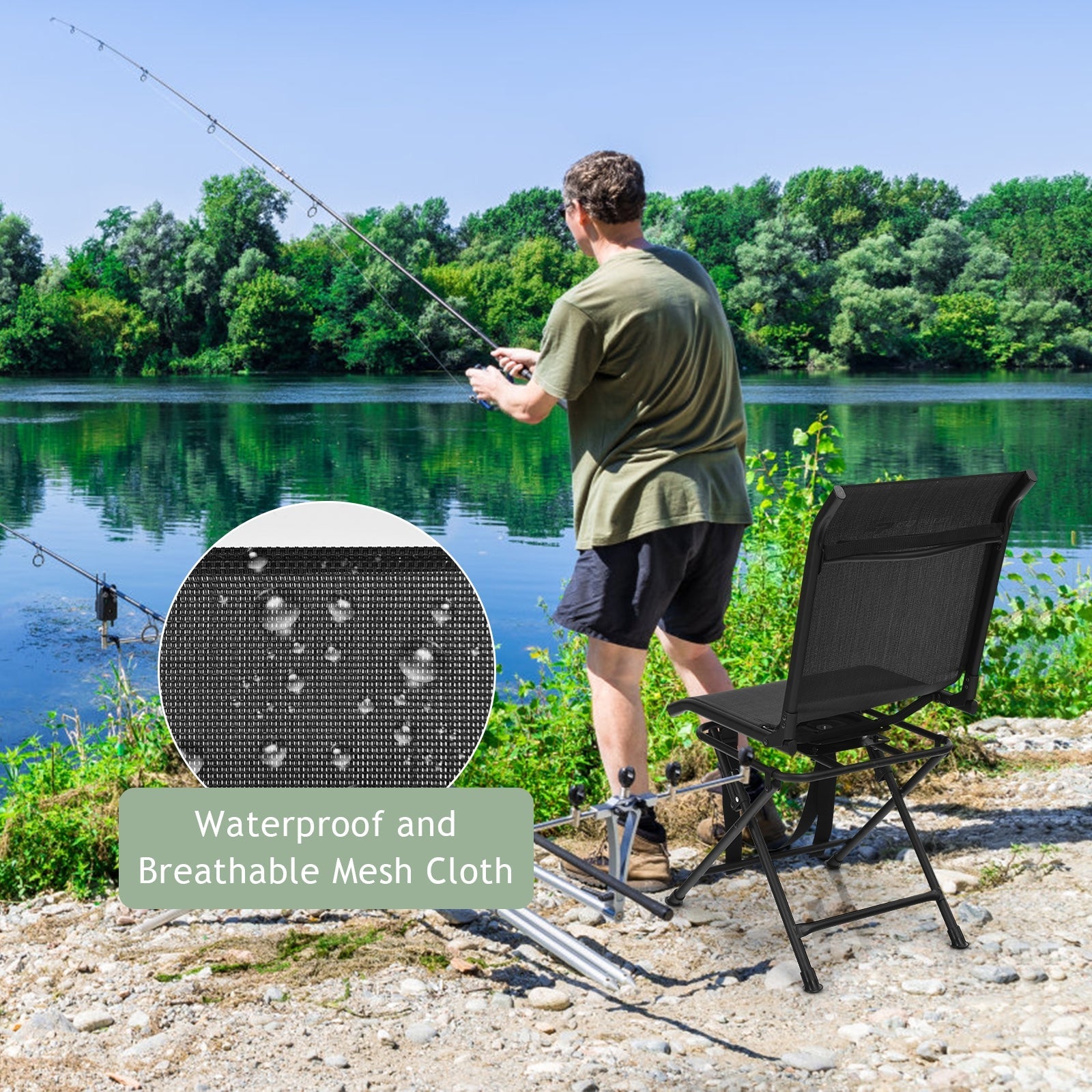 360-degree Swivel Foldable Camping Chair for All-weather Outdoor