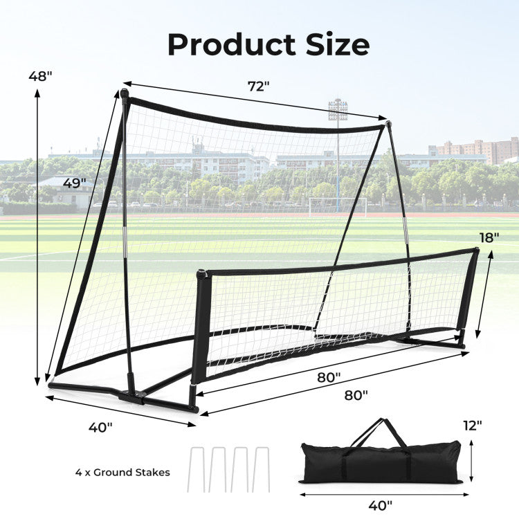 2-in-1 Portable Soccer Rebounder Net with Carrying Bag