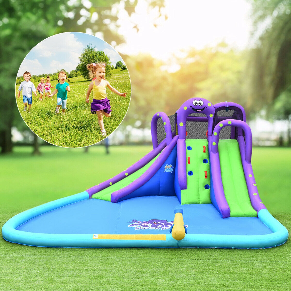 Inflatable Water Park Mighty Bounce House with Pool and 780W Blower