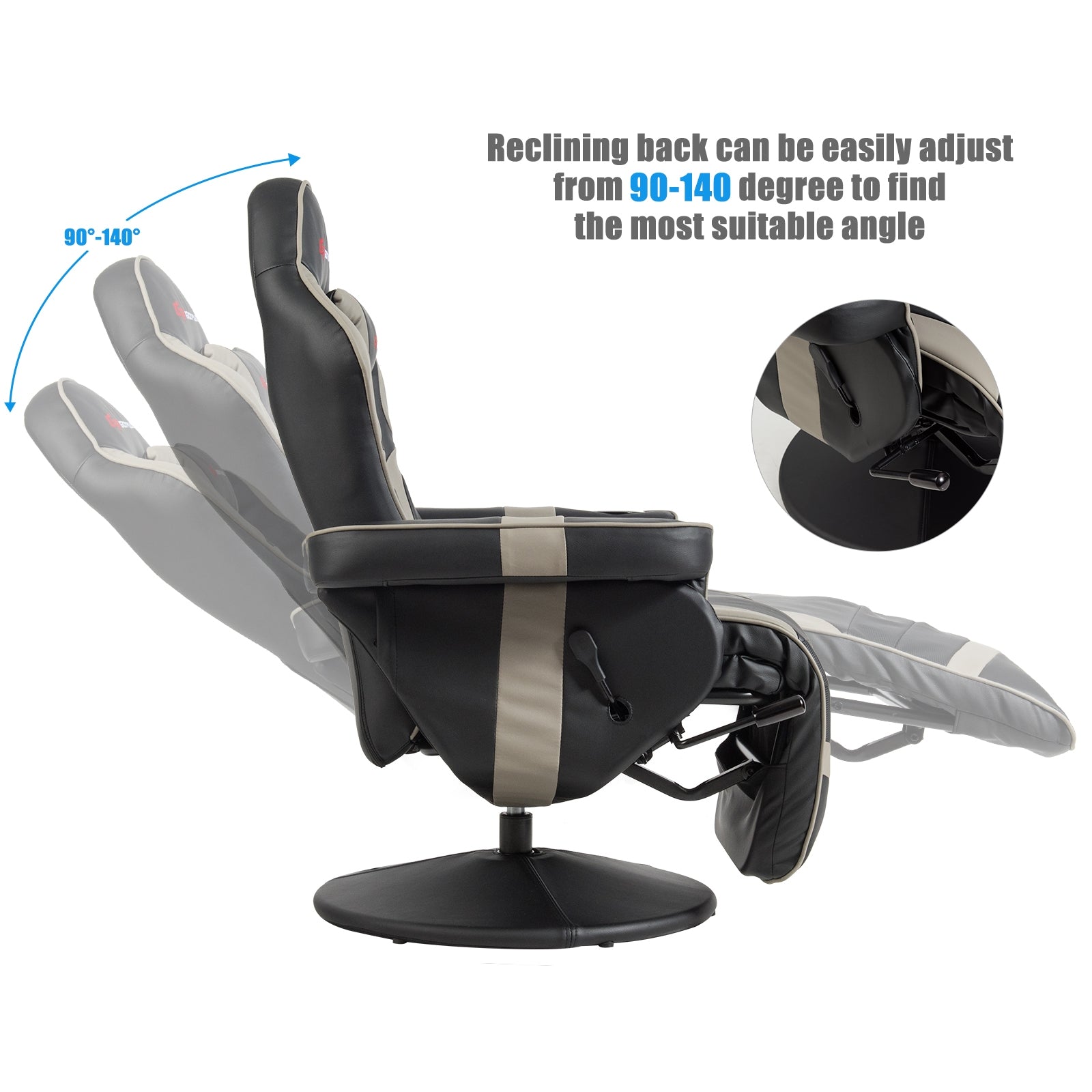 Ergonomic Massage Gaming Chair Gaming Recliner with Pillow and Adjustable Backrest