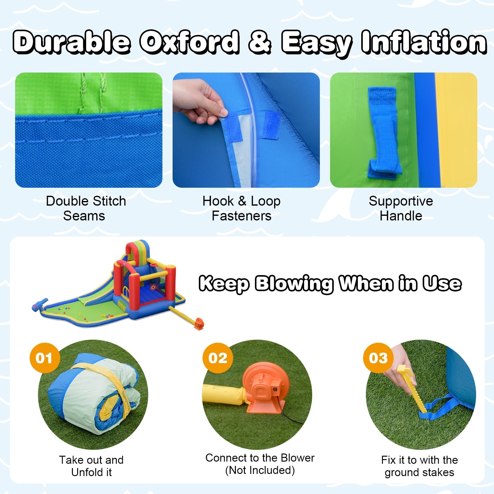 Inflatable Kid Bounce House Slide Climbing Splash Park Pool Jumping Castle Without Blower